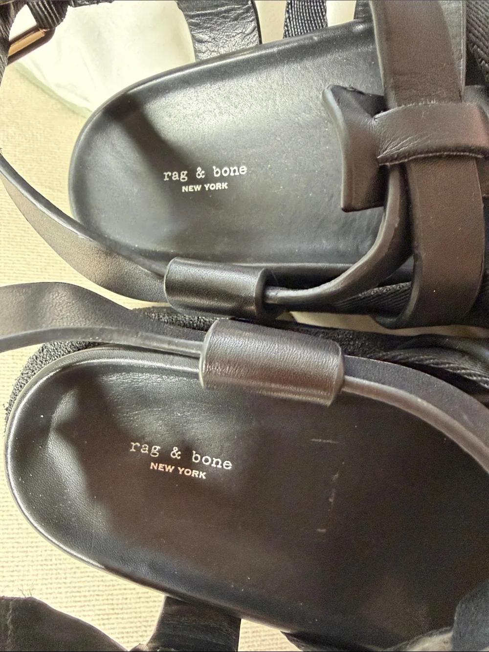 rag & bone Black Park Platform Fisherman Sandals - Size 36.5/6.5